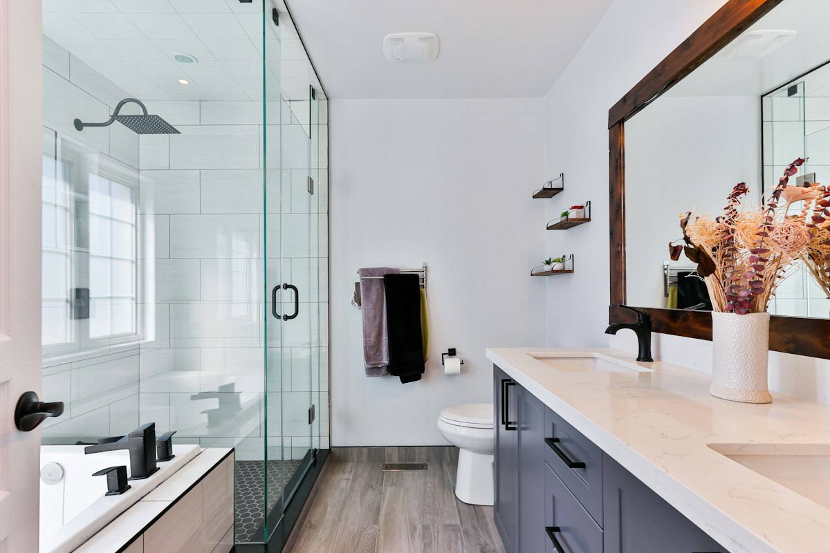 Bathroom plumbing being serviced